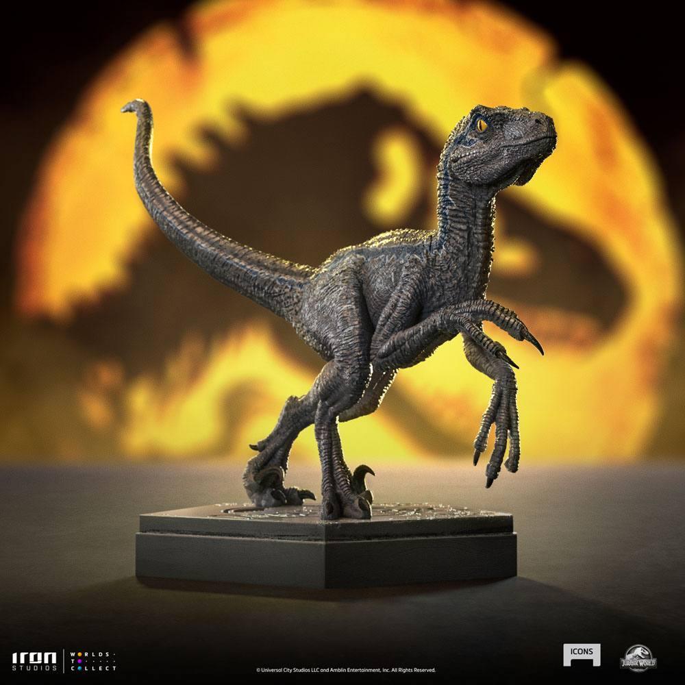 Jurassic World Icons Statue Velociraptor Blue 9 cm Iron Studios