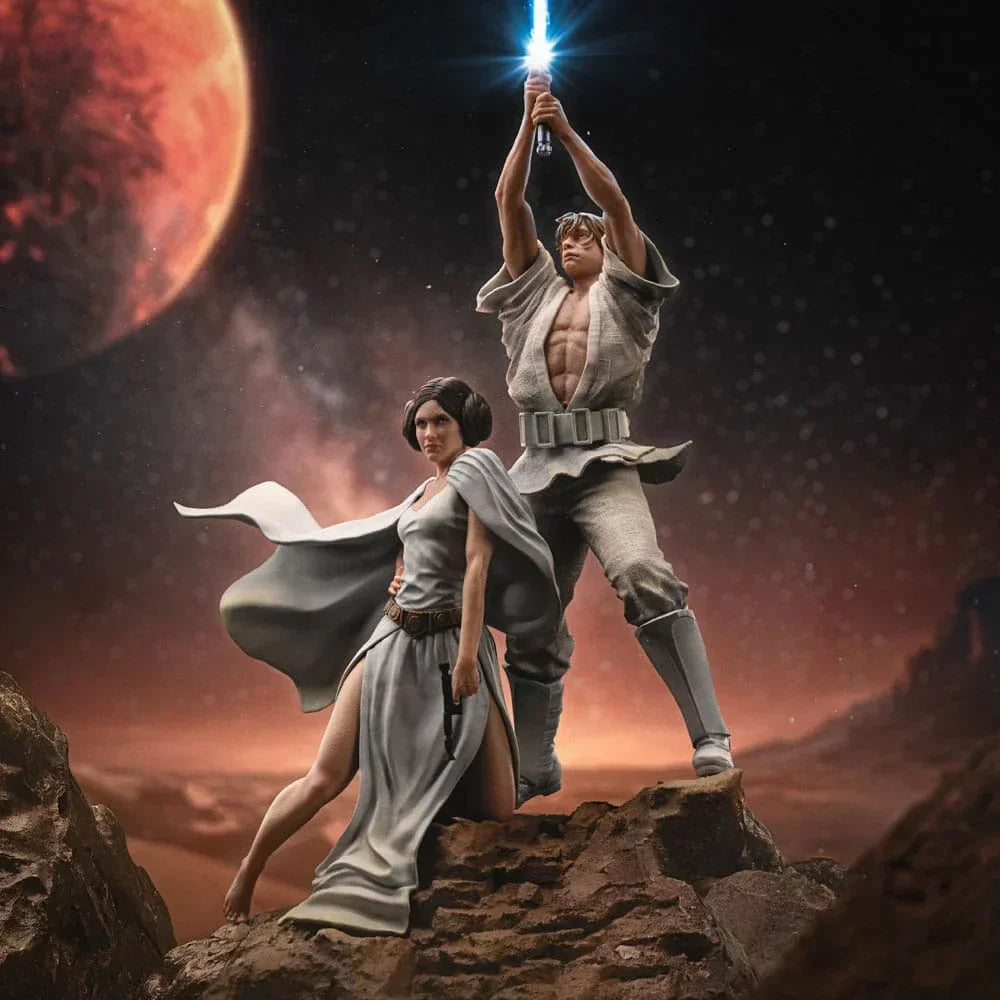Star Wars Deluxe Art Scale Figur 1/10 Luke och Leia 41 cm Iron Studios