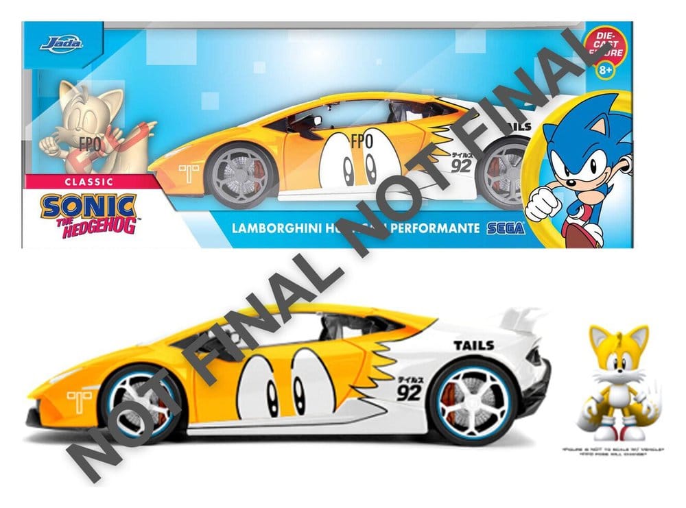 Sonic Gjutjärnsbil 1:24 Tails Lamborghini Huracan 19 cm