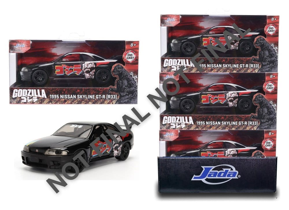 Godzilla Diecast Modell 1:32 Nissan Skyline GT-R R33 Set med 6 stycken