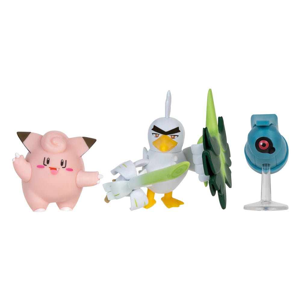 Pokémon Battle Figurset 3-Paket: Clefairy, Beldum, Sirfetch'd - 5 cm Jazwares