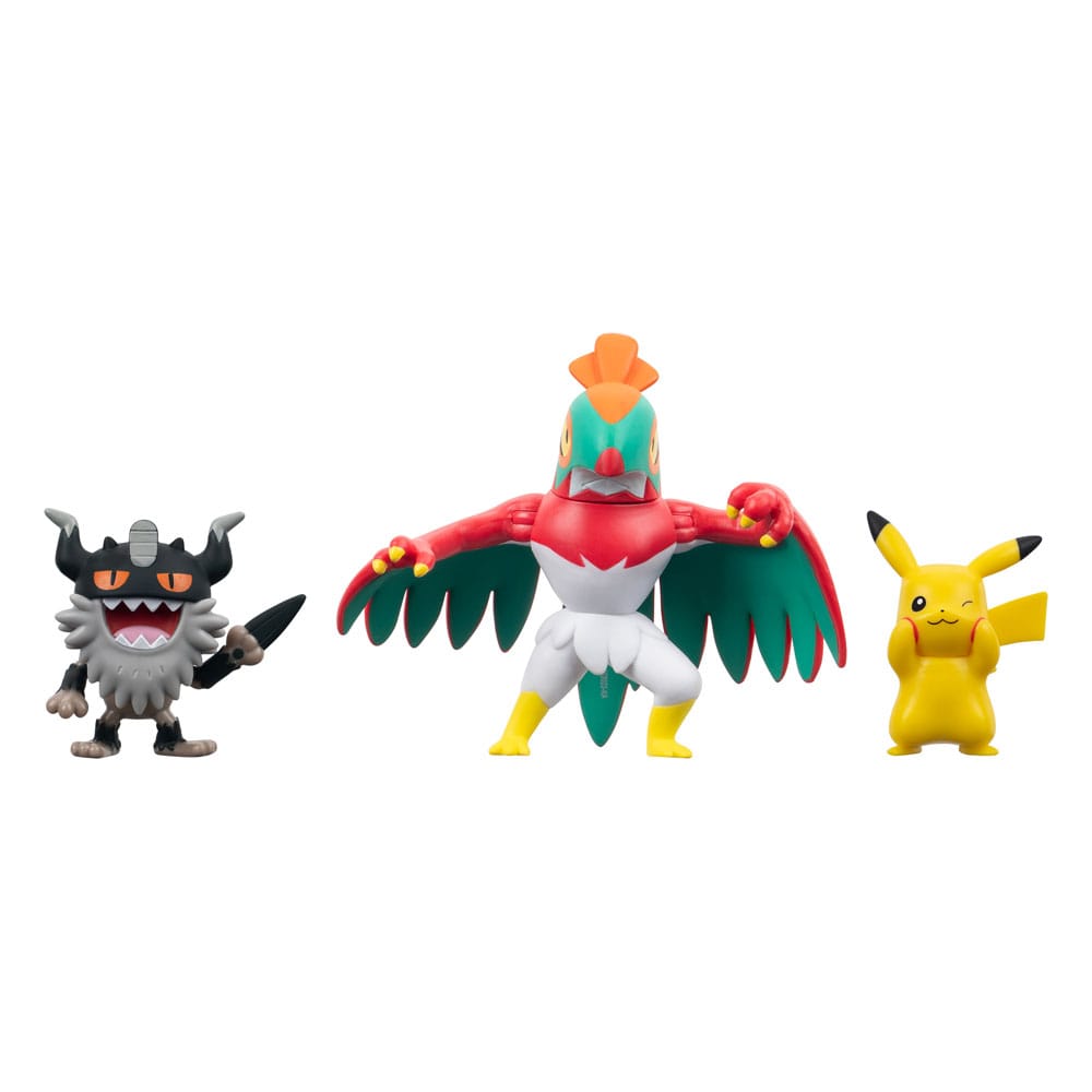 Pokémon Battle Figure Set 3-Pack: Pikachu, Perrserker, Hawlucha 5 cm Jazwares