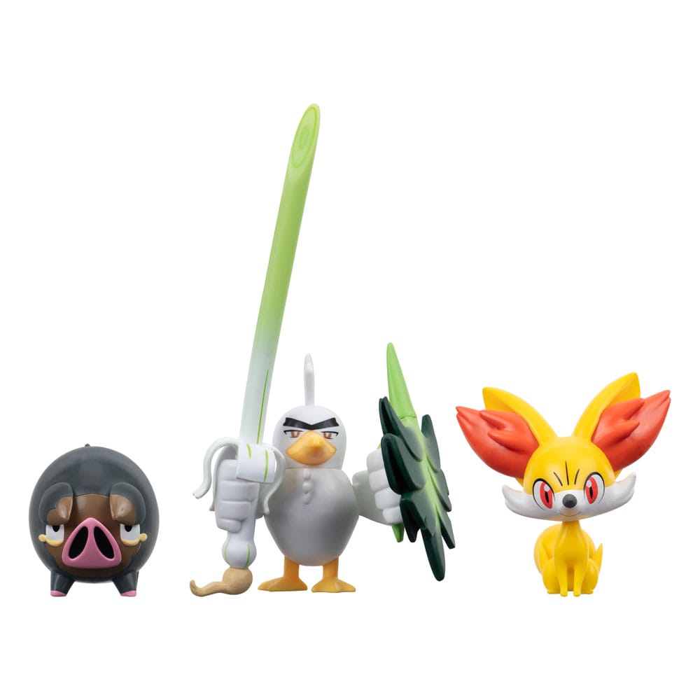 Pokémon Battle Figure Set 3-Pack: Fennekin, Lechonk, Sirfetch'd 5 cm Jazwares