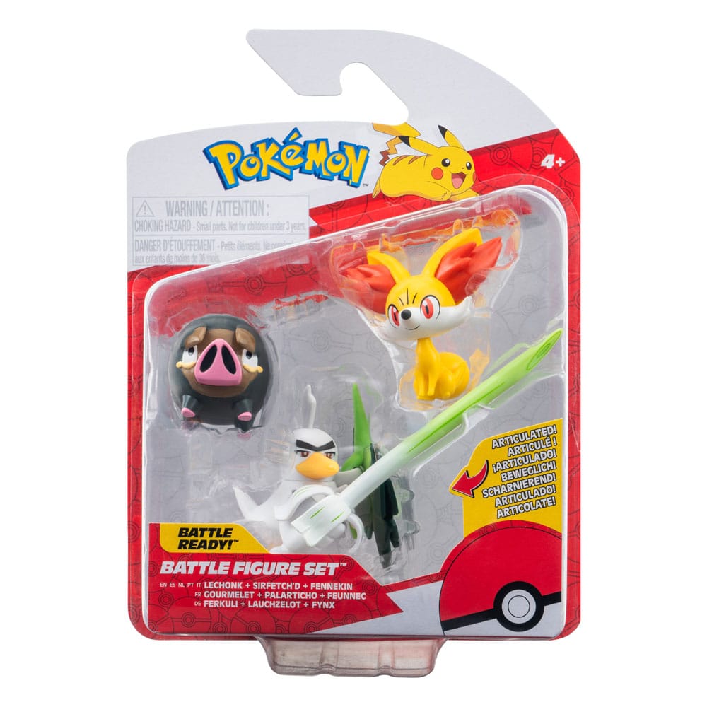 Pokémon Battle Figure Set 3-Pack: Fennekin, Lechonk, Sirfetch'd 5 cm Jazwares