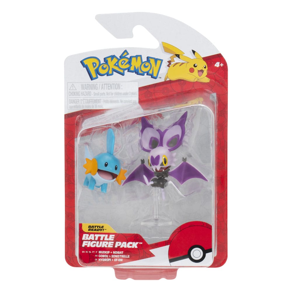 Pokémon Figure 2-Pack Mudkip & Noibat with Stand 8 cm Jazwares
