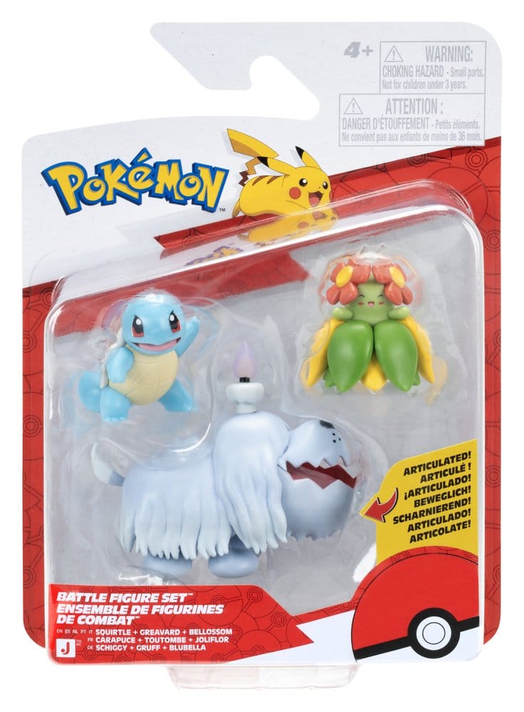 Pokémon Battle Figure 3-Pack Squirtle, Greavard & Bellossom