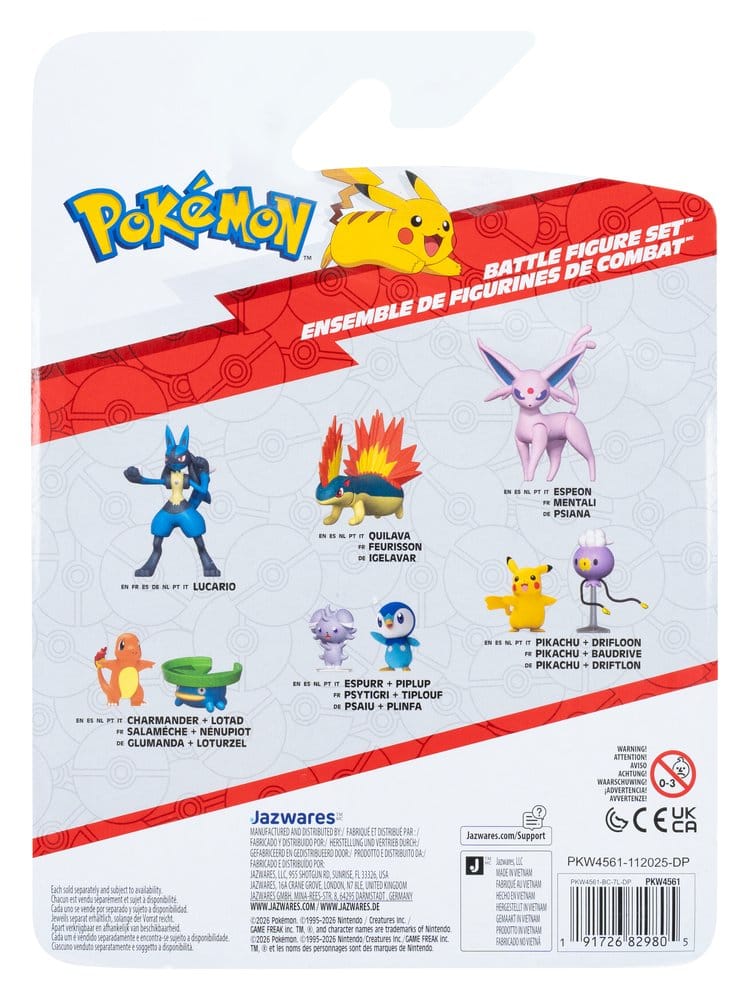 Pokémon Battle Figure Set Action Figures Pikachu, Deino & Ivysaur (3-Pack)