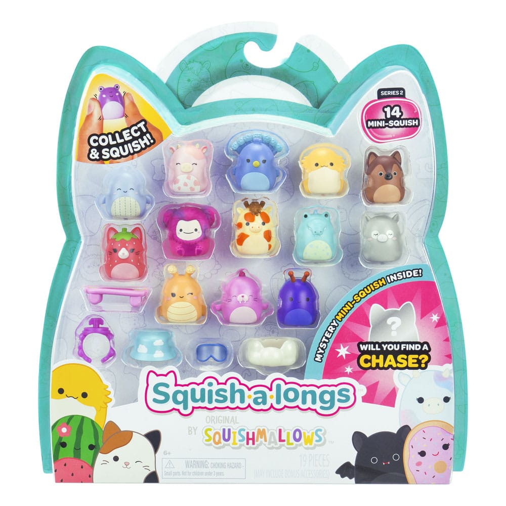 Squishmallows Squish-a-longs Minifigurer Set om 14 Stycken, Serie 2, 2,5 cm Jazwares
