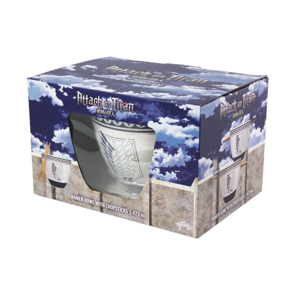 Attack on Titan Ramen Bowl med 473 ml Emblem och Chopsticks Just Funky