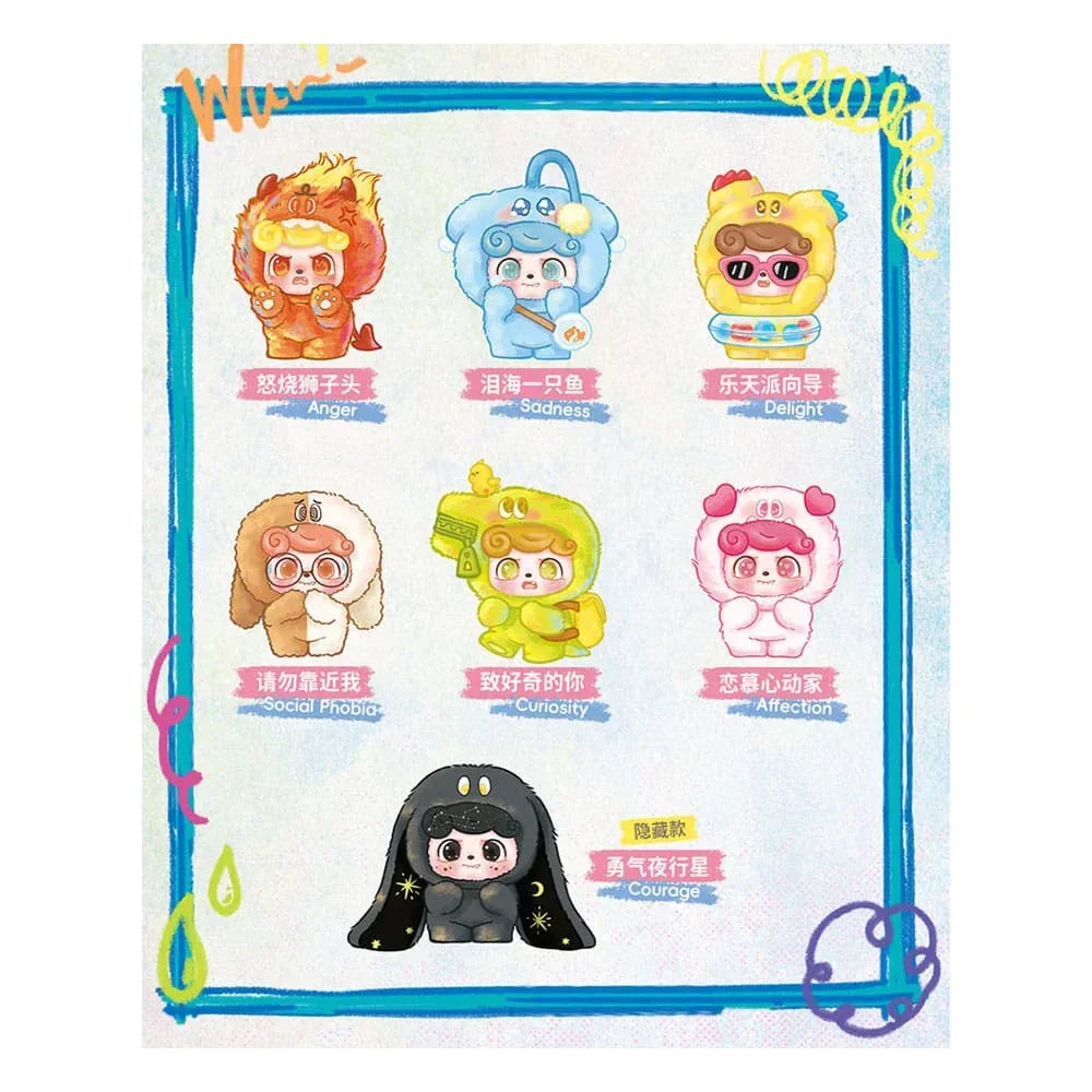 QKid: Emotionella Håriga Monster Serie Blind Box Figur 12 - 14 cm Display (6) Jotoys