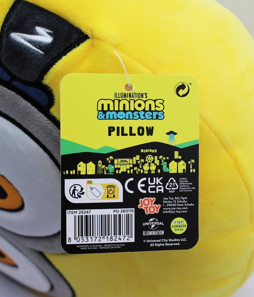 Minions 3 rund mjukdjurskudde broderad 30x10x30 cm