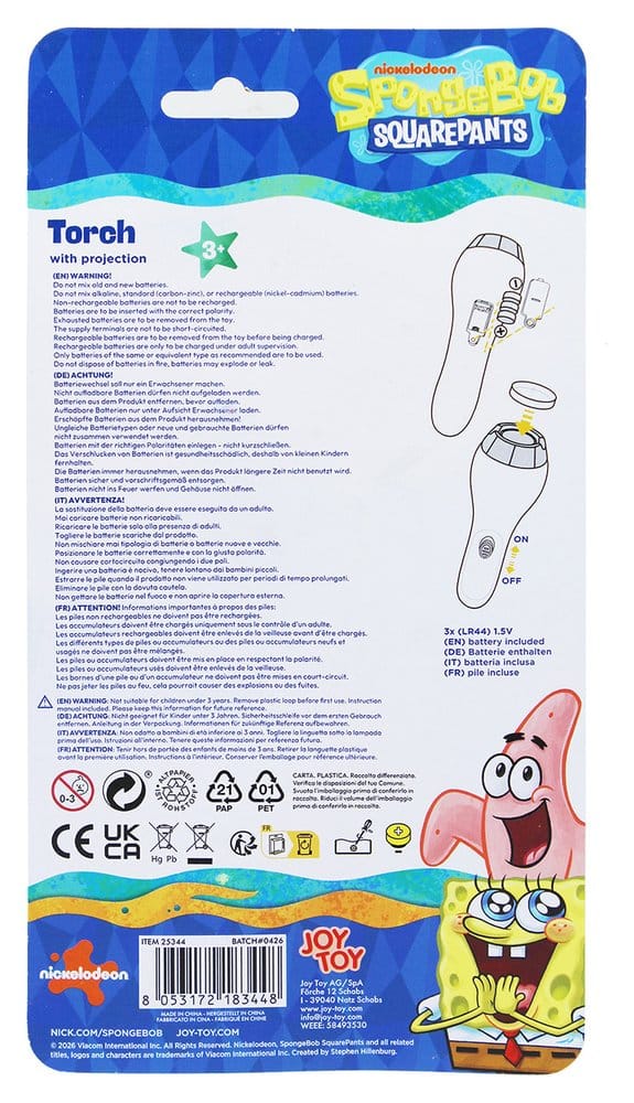 Svampbob Projektionsficklampa med 4 Motiv