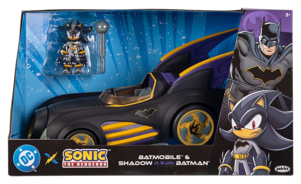 DC x Sonic - The Hedgehog Action Figur med Fordon Shadow Batman & Batmobile 6 cm Jakks Pacific