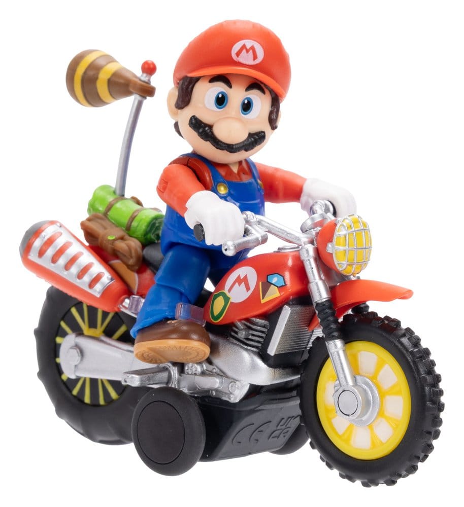 Super Mario Galaxy Movie Action Figure with Pullback Motorcycle Mario 6 cm