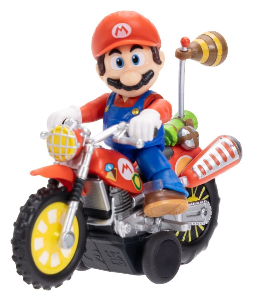 The Super Mario Galaxy Movie Action Figur with Pull Back Motorcycle Mario 6 cm