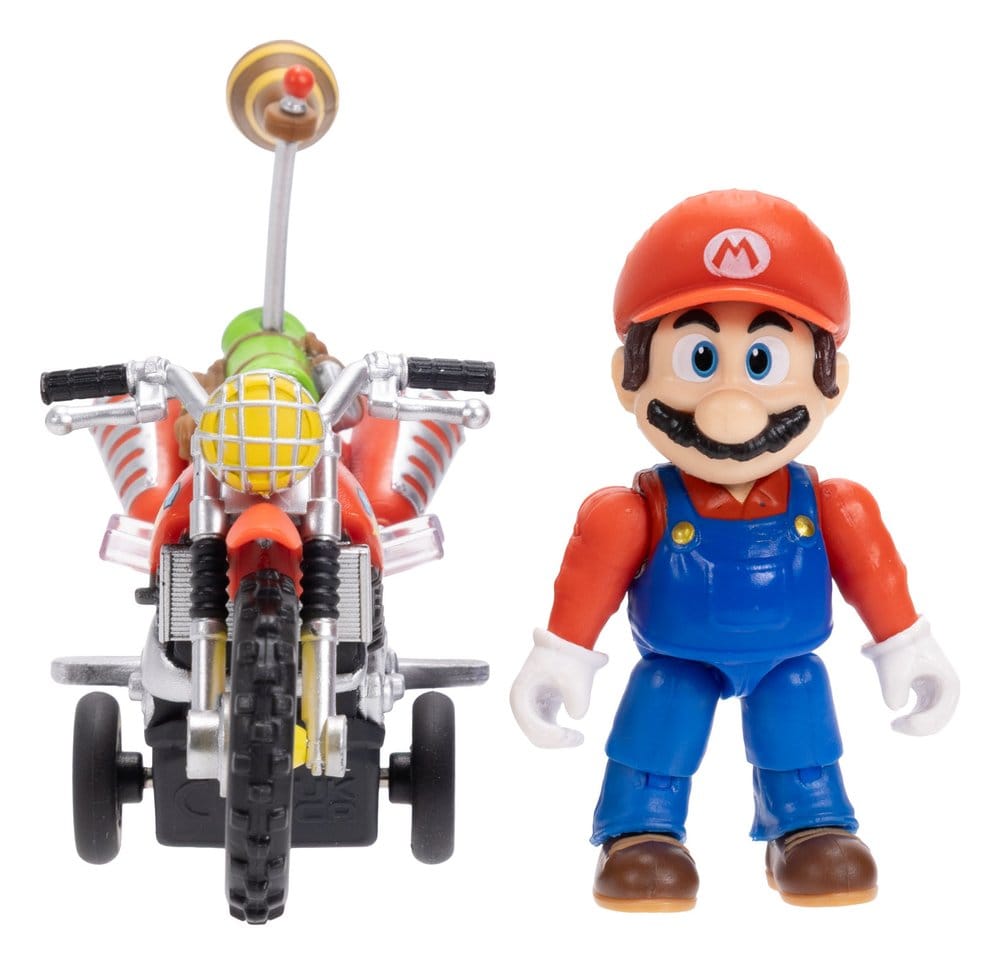 Super Mario Galaxy Film Action Figur med Dragback Motorcykel Mario 6 cm