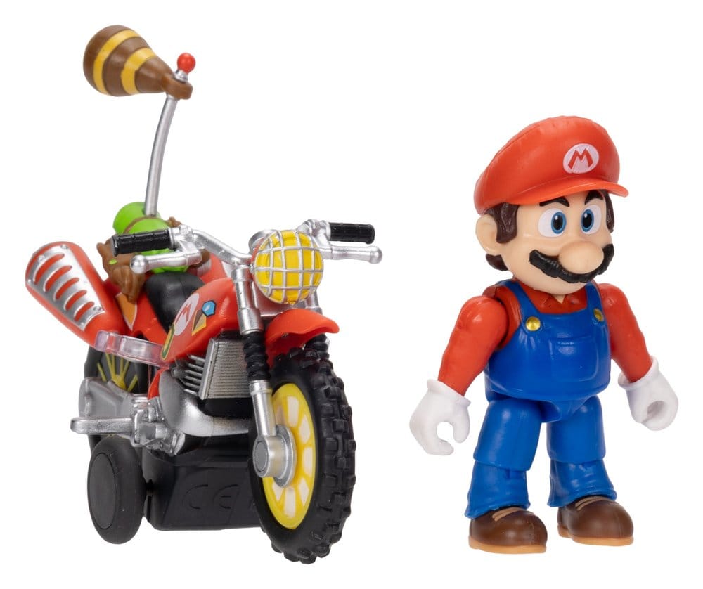 Super Mario Galaxy Movie Action Figure with Pullback Motorcycle Mario 6 cm