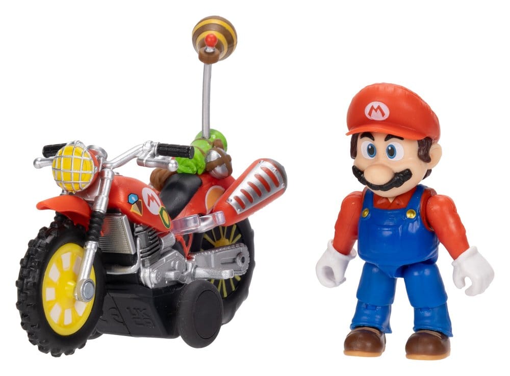 Super Mario Galaxy Movie Action Figure with Pullback Motorcycle Mario 6 cm