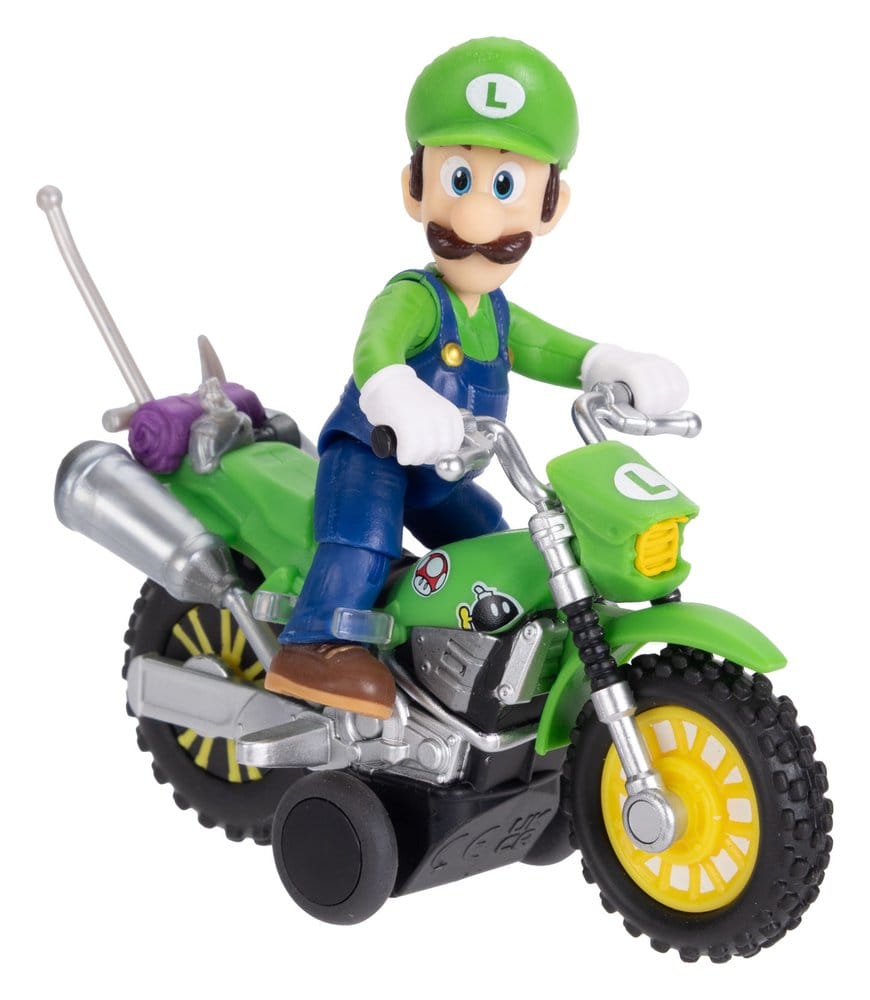 Super Mario Galaxy Movie Action Figur med Dragback Motorcykel Luigi 6 cm