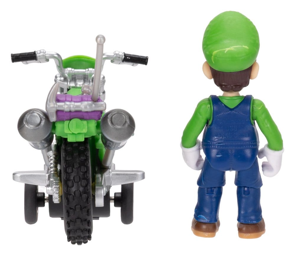 Super Mario Galaxy Movie Action Figure with Pullback Motorcycle Luigi 6 cm