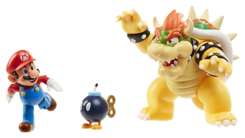 World of Nintendo Action Figur 3-Pack Mario vs. Bowser Lava Battle Jakks Pacific