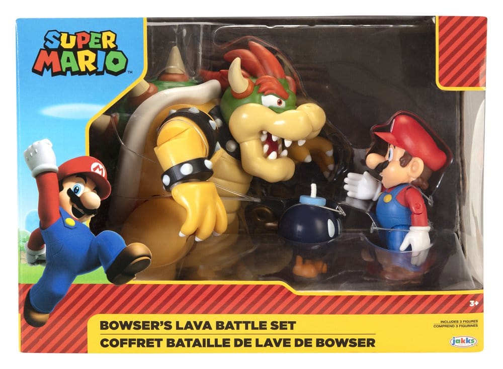 World of Nintendo Action Figur 3-Pack Mario vs. Bowser Lava Battle Jakks Pacific