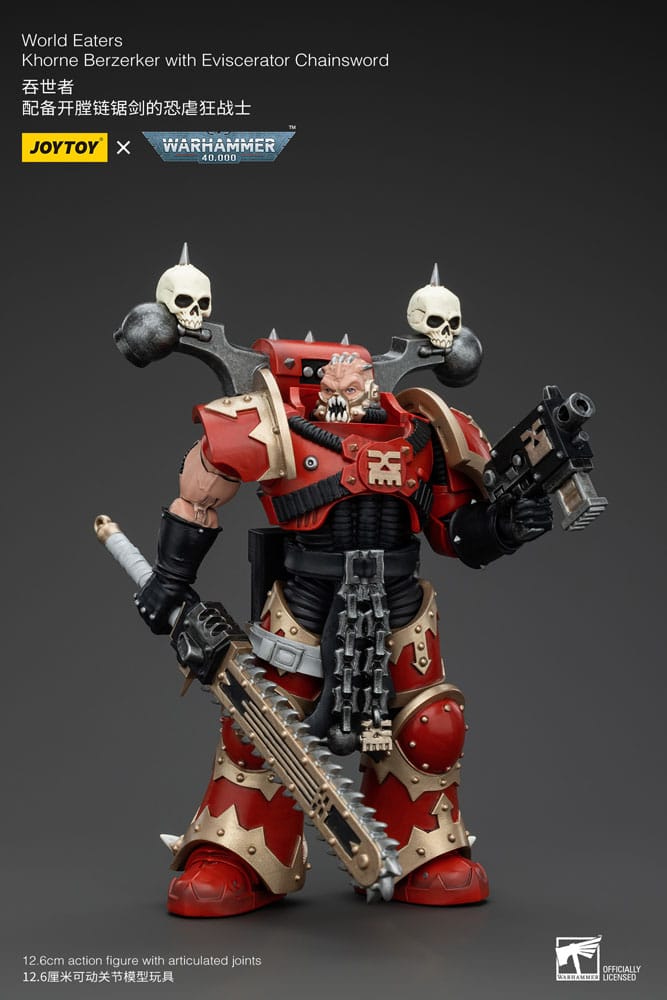 Warhammer 40k Actionfigur 1/18 World Eaters Khorne Berzerker med Eviscerator Chainsword 13 cm Joy Toy (CN)