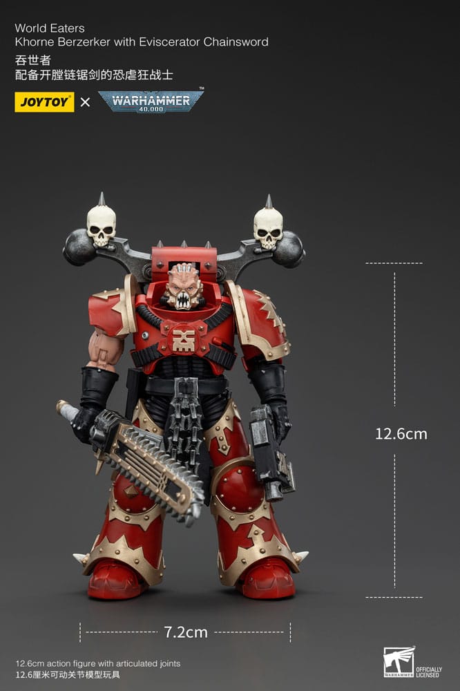 Warhammer 40k Actionfigur 1/18 World Eaters Khorne Berzerker med Eviscerator Chainsword 13 cm Joy Toy (CN)