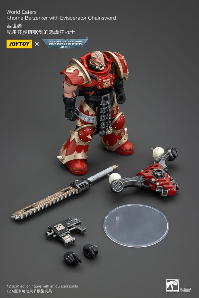 Warhammer 40k Actionfigur 1/18 World Eaters Khorne Berzerker med Eviscerator Chainsword 13 cm Joy Toy (CN)