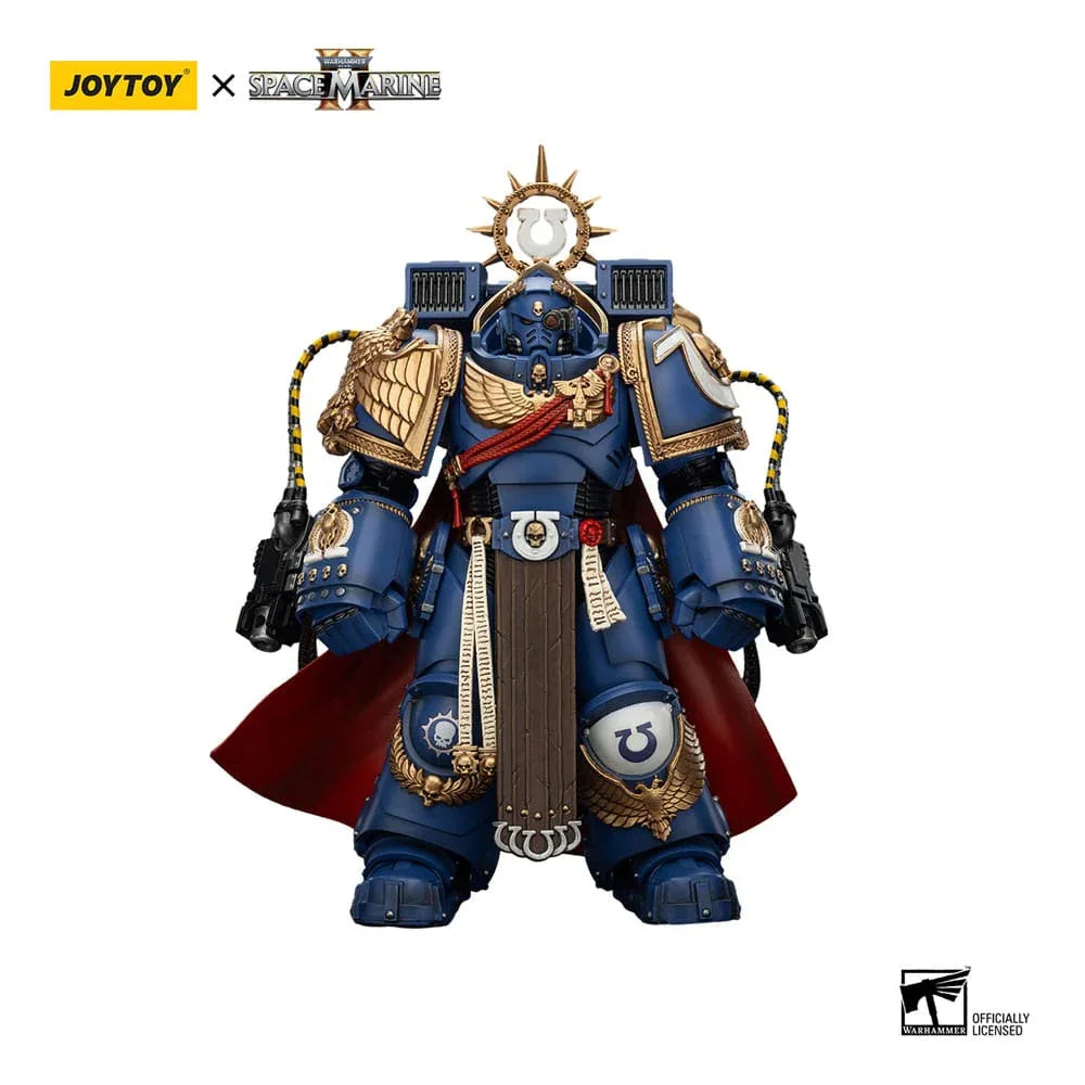 Warhammer 40k Action Figur Ultramarines Marneus Calgar Chapter Master med MKX Gravis Armour och Gauntlets of Ultramar 20 cm Joy Toy (CN)