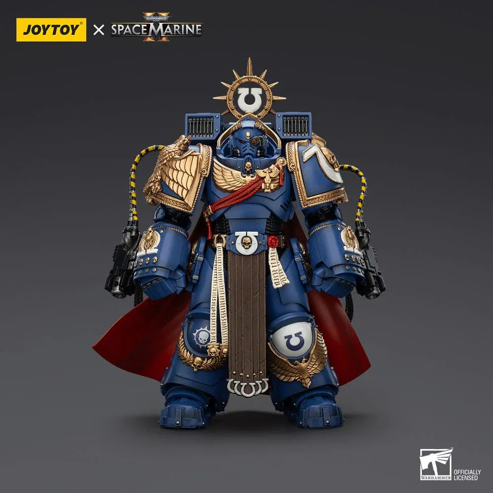 Warhammer 40k Action Figur Ultramarines Marneus Calgar Chapter Master med MKX Gravis Armour och Gauntlets of Ultramar 20 cm Joy Toy (CN)