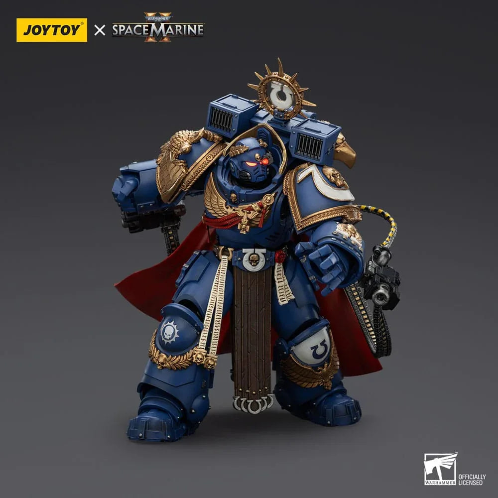 Warhammer 40k Action Figur Ultramarines Marneus Calgar Chapter Master med MKX Gravis Armour och Gauntlets of Ultramar 20 cm Joy Toy (CN)