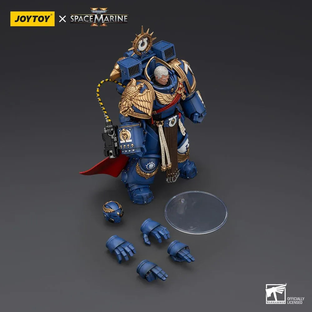 Warhammer 40k Action Figur Ultramarines Marneus Calgar Chapter Master med MKX Gravis Armour och Gauntlets of Ultramar 20 cm Joy Toy (CN)