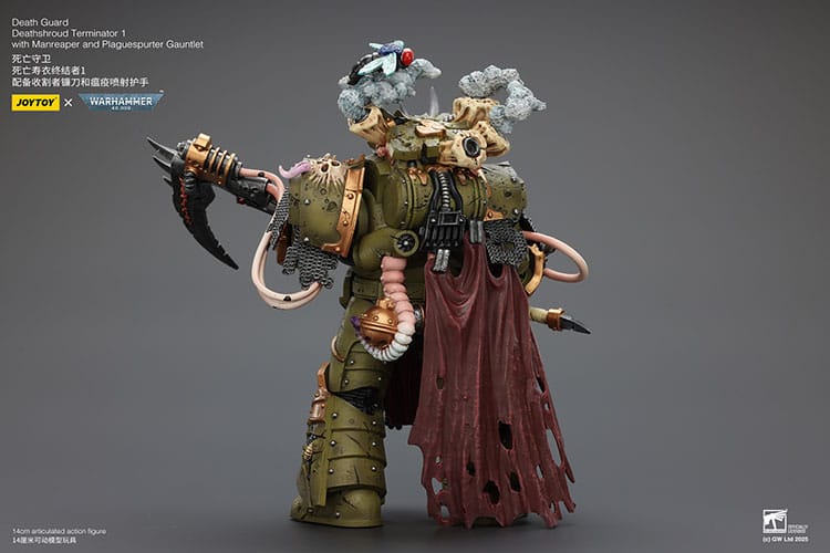 Warhammer 40k Action Figur 1/18 Death Guard Deathshroud Terminator 1 med Manreaper och Plaguespurter Gauntlet Joy Toy (CN)
