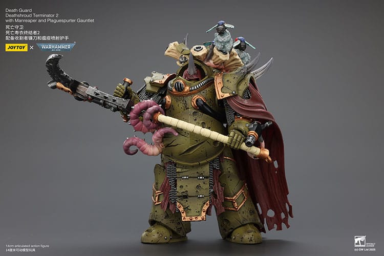 Warhammer 40k Action Figur 1/18 Death Guard Deathshroud Terminator 2 med Manreaper och Plaguespurter Gauntlet Joy Toy (CN)
