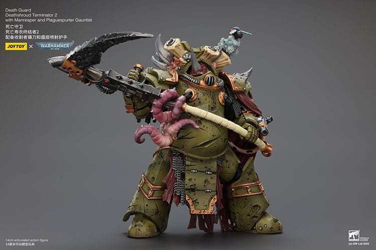 Warhammer 40k Action Figur 1/18 Death Guard Deathshroud Terminator 2 med Manreaper och Plaguespurter Gauntlet Joy Toy (CN)