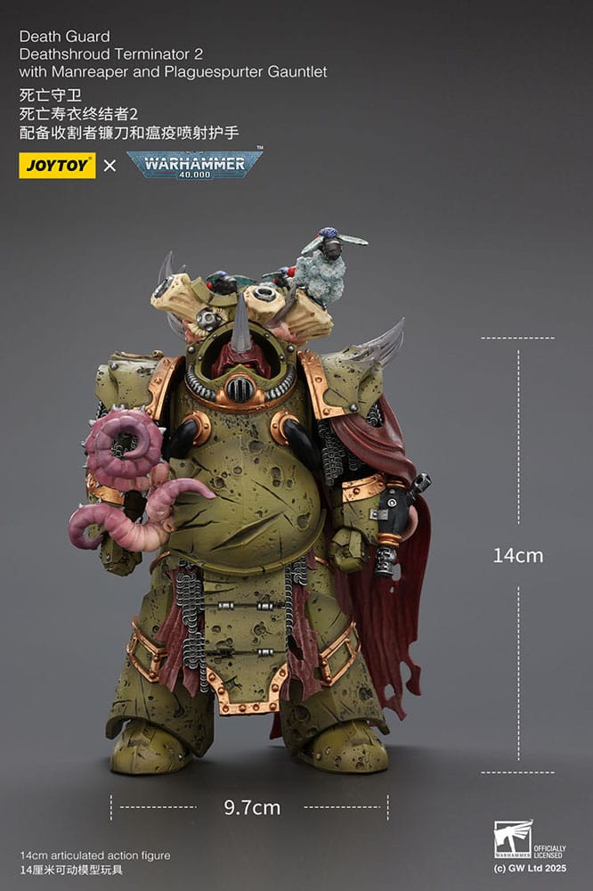 Warhammer 40k Action Figur 1/18 Death Guard Deathshroud Terminator 2 med Manreaper och Plaguespurter Gauntlet Joy Toy (CN)