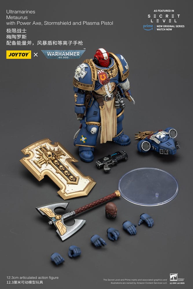 Warhammer 40 000 Actionfigur Ultramarines Metaurus med Power Axe, Stormshield och Plasma Pistol 13 cm Joy Toy (CN)