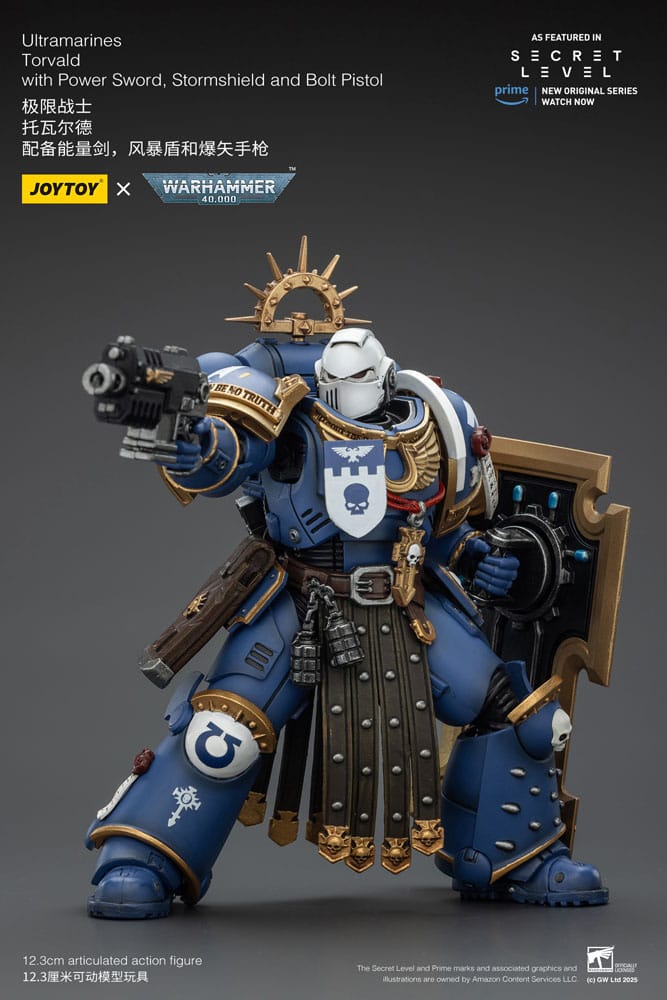 Warhammer 40,000 Action Figur Ultramarines Torvald med Kraftsvärd, Stormsköld och Bolt Pistol 13 cm Joy Toy (CN)