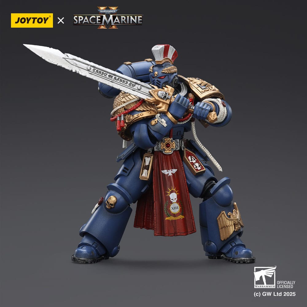Warhammer 40,000: Space Marine 2 Action Figur Ultramarines Relic Primus Armour med Plasma Pistol och Combat Blade 13 cm Joy Toy (CN)