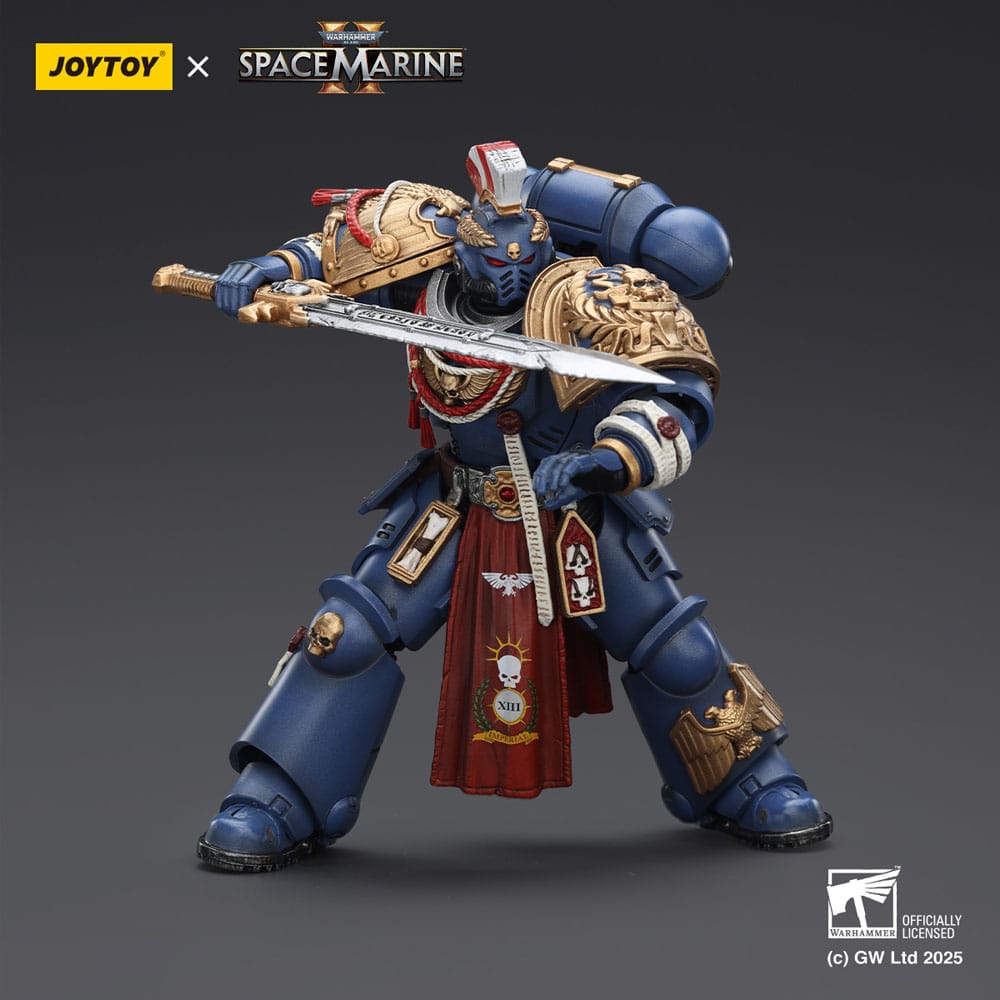 Warhammer 40,000: Space Marine 2 Action Figur Ultramarines Relic Primus Armour med Plasma Pistol och Combat Blade 13 cm Joy Toy (CN)