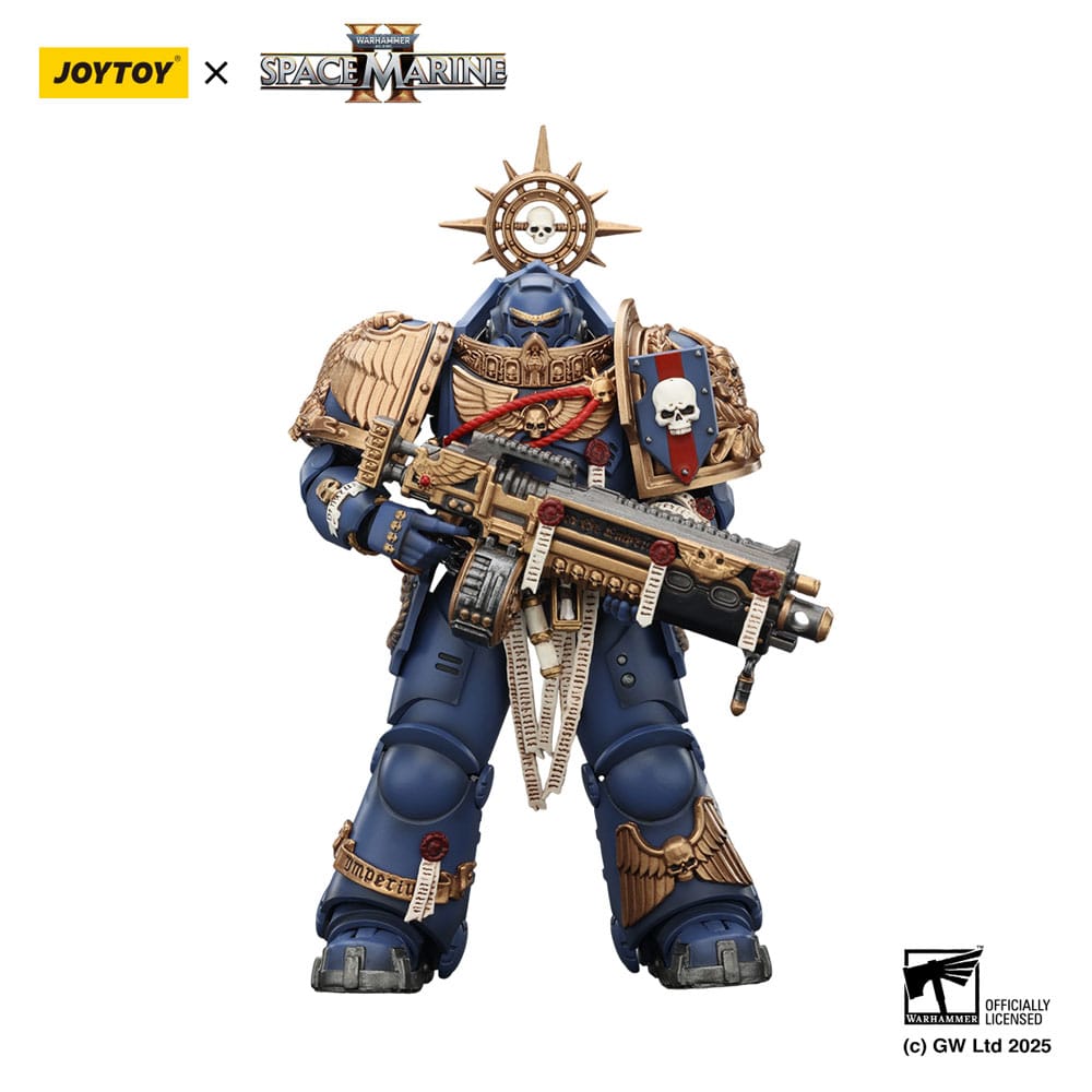 Warhammer 40,000: Space Marine 2 Action Figur Ultramarines Heavy Relic Primus Armor med Heavy Relic Bolt Rifle 13 cm Joy Toy (CN)
