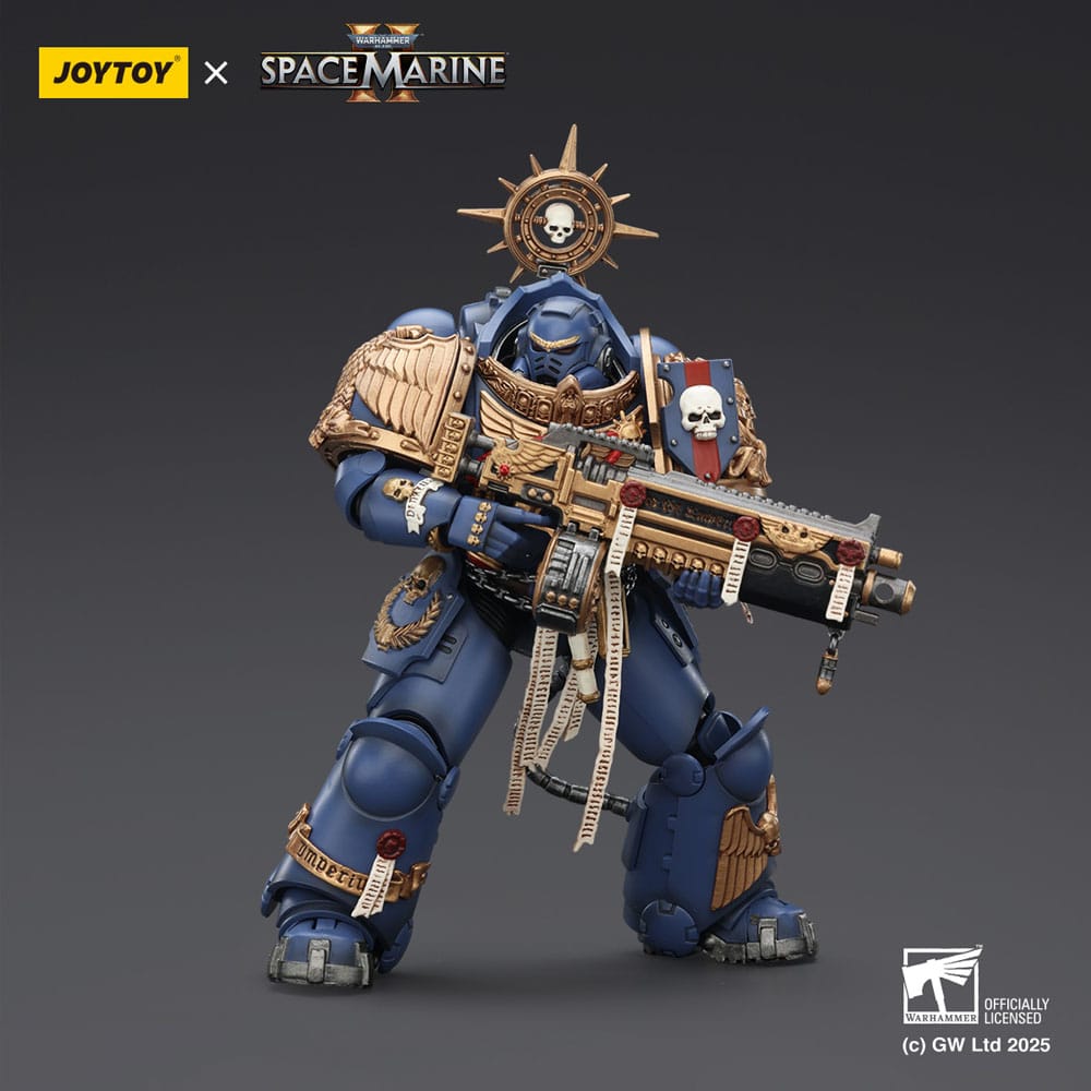 Warhammer 40,000: Space Marine 2 Action Figur Ultramarines Heavy Relic Primus Armor med Heavy Relic Bolt Rifle 13 cm Joy Toy (CN)