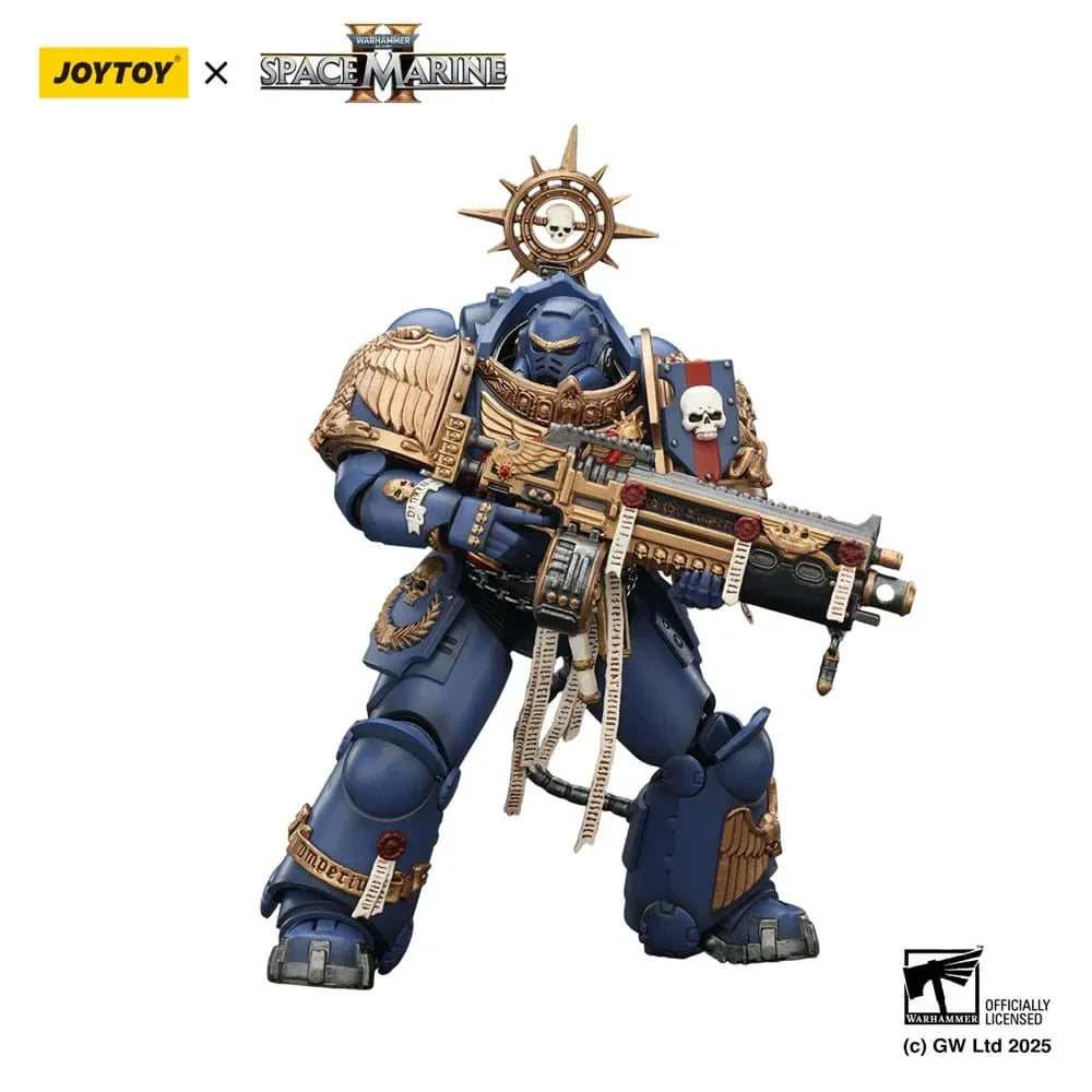 Warhammer 40,000: Space Marine 2 Action Figur Ultramarines Heavy Relic Primus Armor med Heavy Relic Bolt Rifle 13 cm Joy Toy (CN)