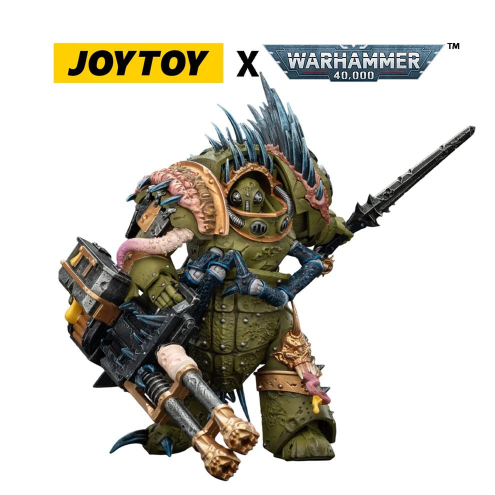 Warhammer 40,000 Action Figur Death Guard Blightlord Terminator 1 med Reaper Autocannon och Bubotic Blades 14 cm Joy Toy (CN)