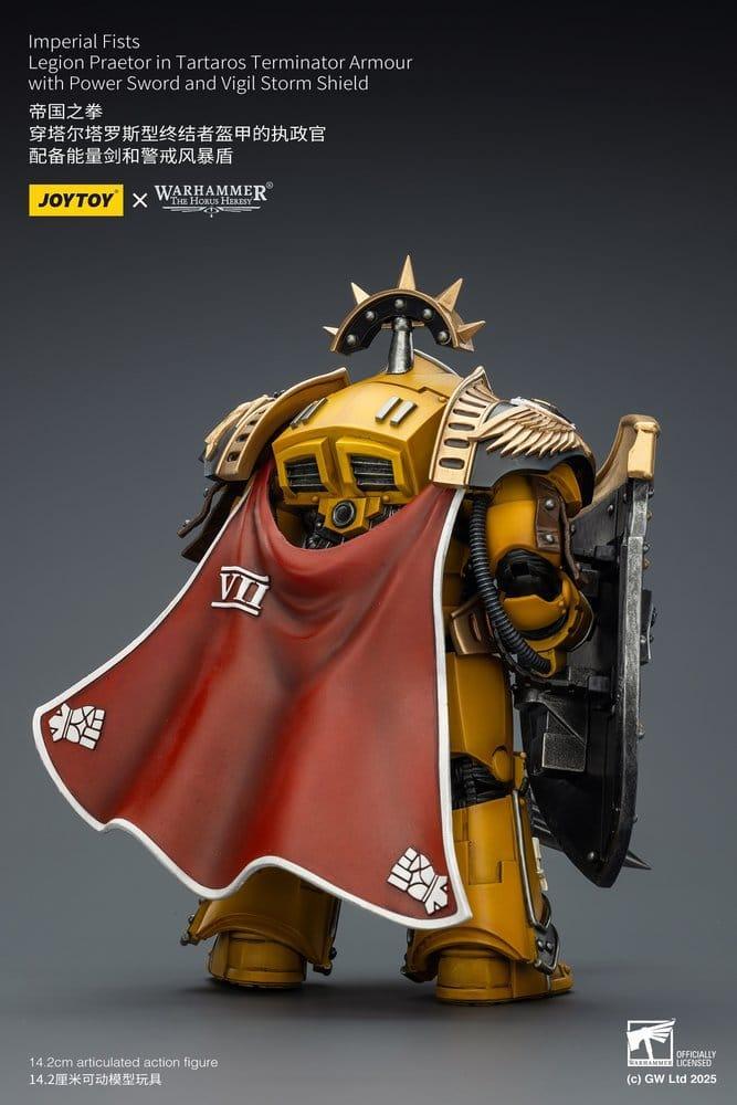 Warhammer Imperial Fists Action Figur Legion Praetor i Tartaros Terminator Rustning med Kraftsvärd och Vigil Stormsköld 14 cm Joy Toy (CN)