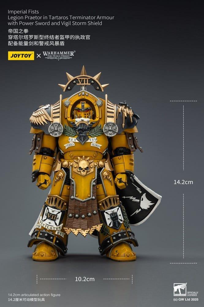 Warhammer Imperial Fists Action Figur Legion Praetor i Tartaros Terminator Rustning med Kraftsvärd och Vigil Stormsköld 14 cm Joy Toy (CN)