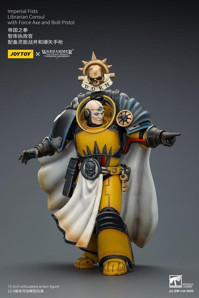 Warhammer Imperial Fists Action Figur Librarian Consul med Kraftyxa och Boltpistol 12 cm Joy Toy (CN)