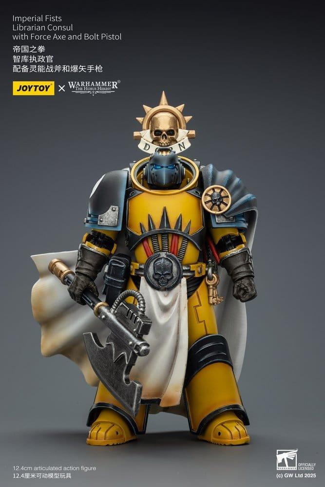 Warhammer Imperial Fists Action Figur Librarian Consul med Kraftyxa och Boltpistol 12 cm Joy Toy (CN)