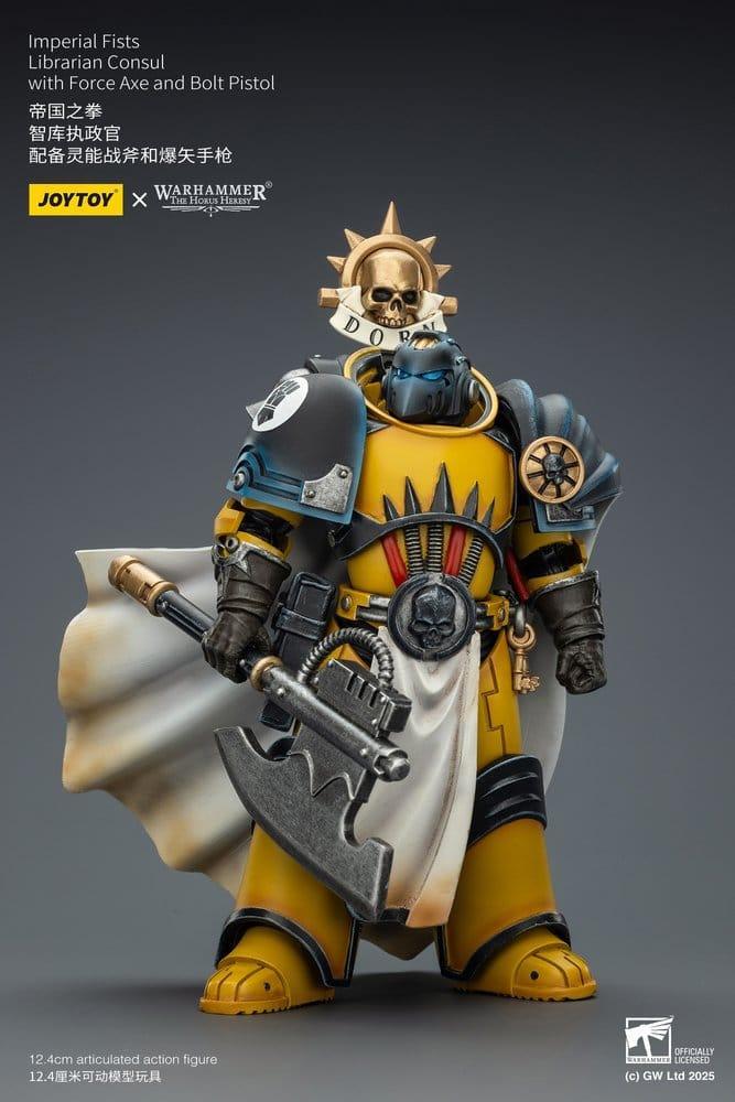 Warhammer Imperial Fists Action Figur Librarian Consul med Kraftyxa och Boltpistol 12 cm Joy Toy (CN)